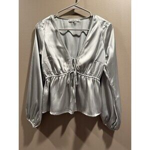 Abercrombie & Fitch Women's Long Sleeve Tie Peplum Blouse Size XS